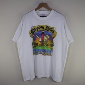 Vintage 90s Harpoon Louies Jupiter Florida T-Shirt Size XL White Single Stitch
